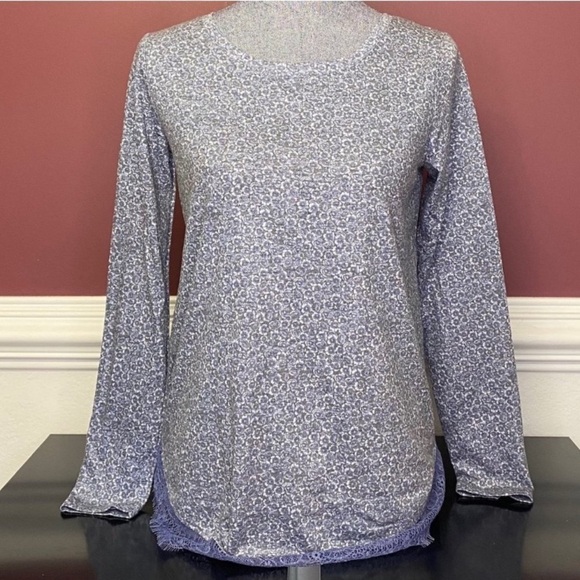 NWT LC Lauren Conrad blue lace bottom top size XS extra small, bow at back neck - Picture 2 of 4